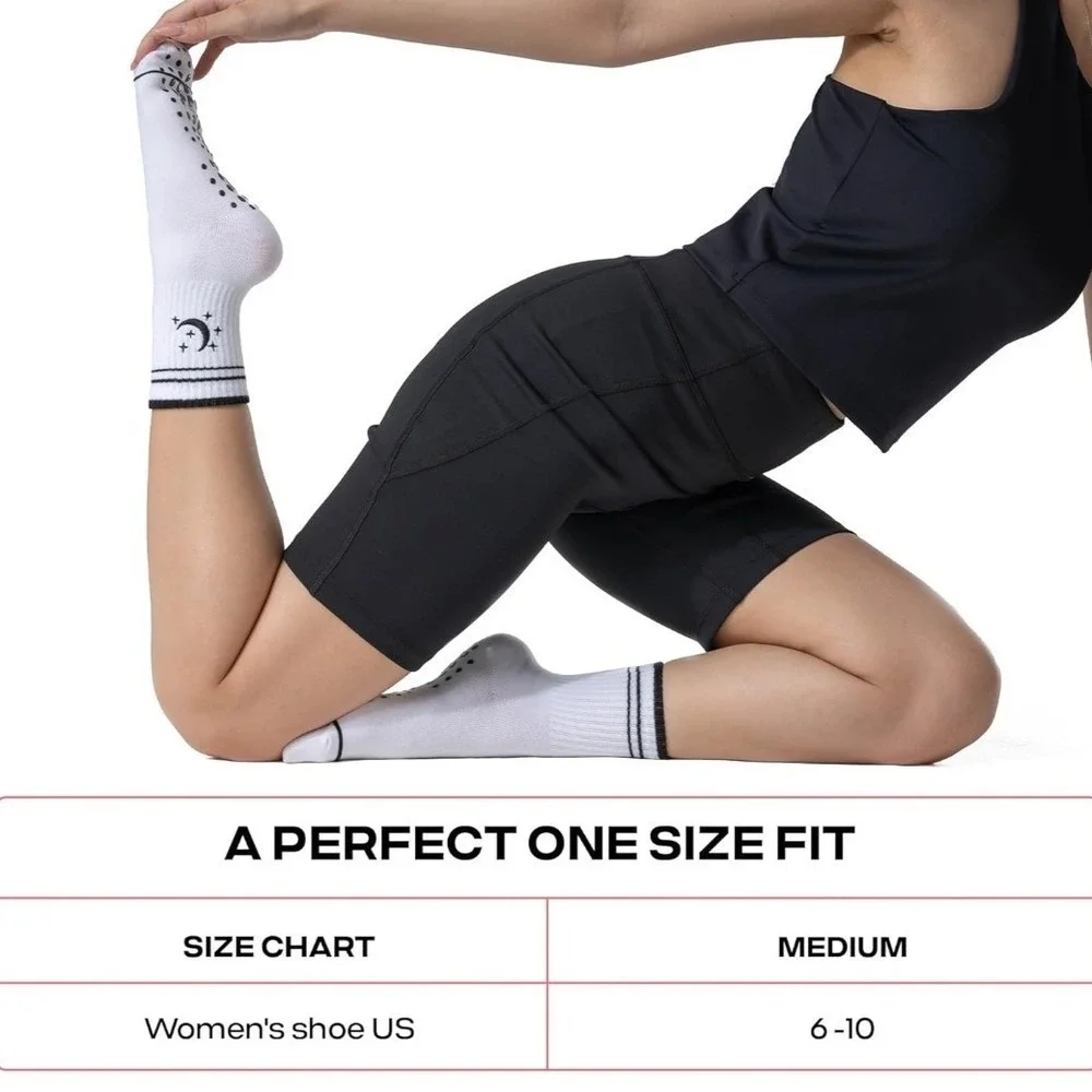 Non Slip‎ Grip Yoga Pilates Barre Crew Moon Star Anti Slip Workout Socks